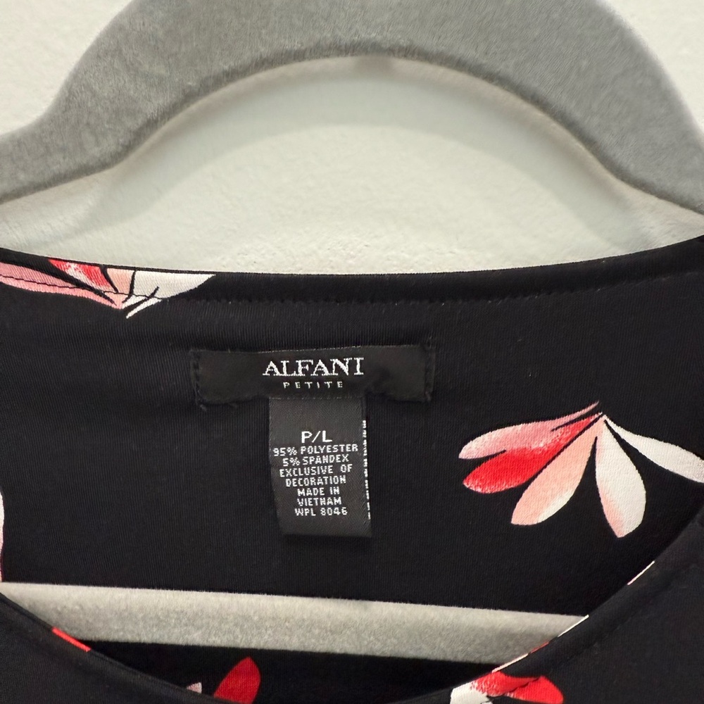 Alfani Black Floral Blouse with Lace Trim never worn. No tags. - Picture 3 of 4